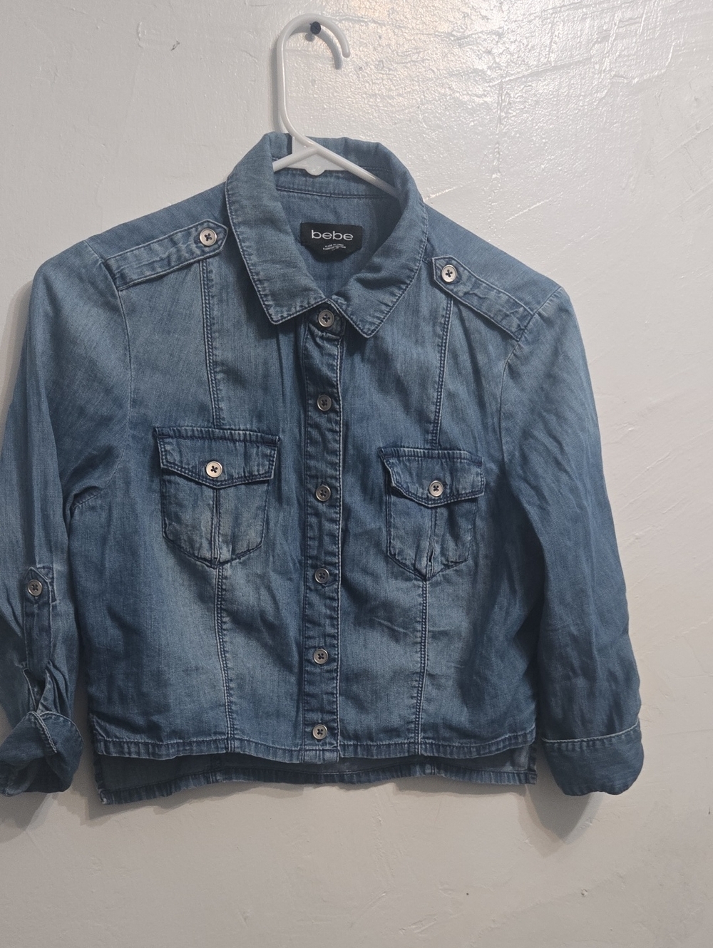 bebe Medium Blue Denim Jean Jacket